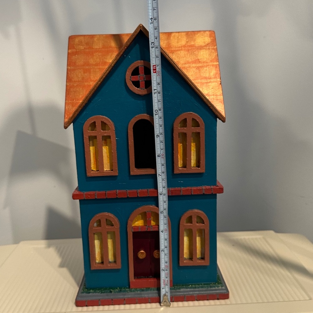 Multicolor Decorative Birdhouse – Bronze Roof, Lighting Accent, 14" Tall - Picture 9 of 11